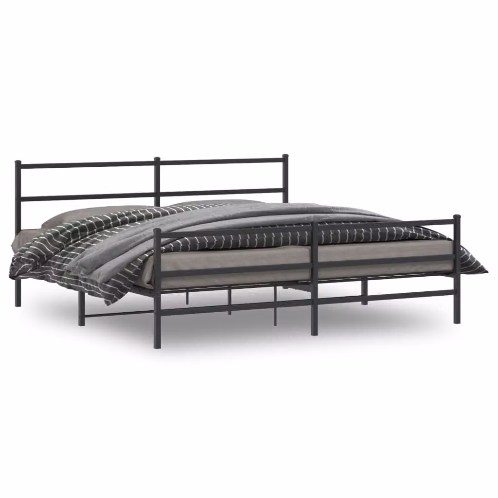 vidaXL Giroletto con Testiera e Pediera in Metallo Nero L/P/H: 200 x 200 x 90 cm