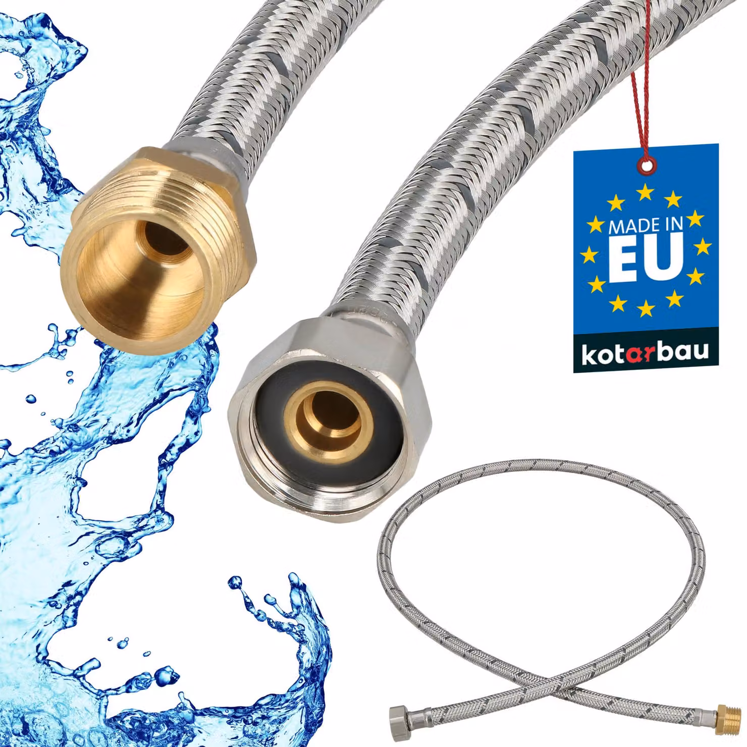 KOTARBAU® Tubo Flessibile per Rubinetto 1/2" x 1/2" Rinforzato 120cm Tubo Flessibile Rubinetto Cucina Maschio x Femmina Acciaio Inox