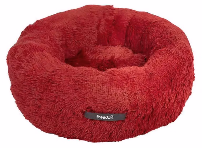 Letto a forma di ciambella antistress per cani, colore rosso, diametro 50 cm