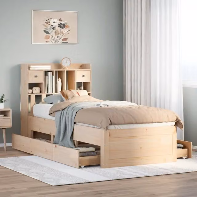 Giroletto con Libreria senza Materasso 75x190 cm in Legno Pino 3308984