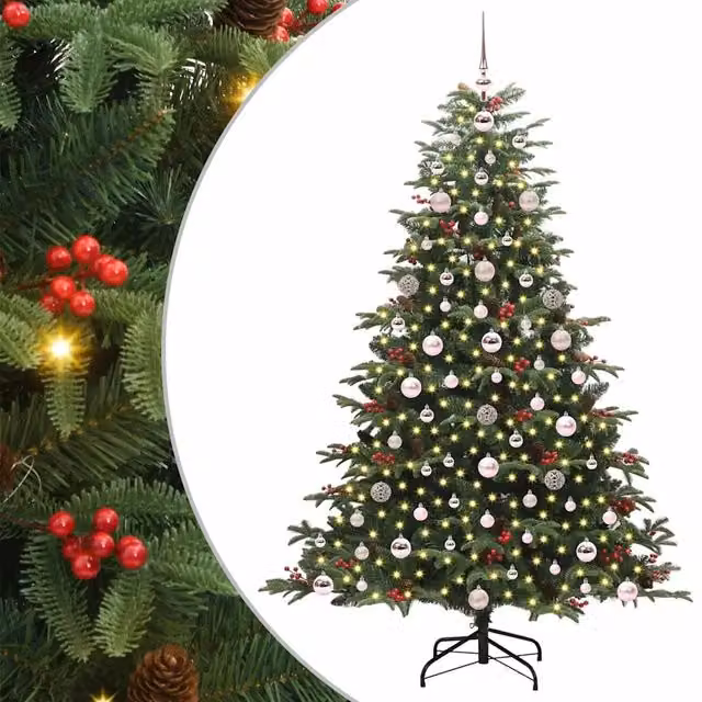 Albero di Natale artificiale verde con 300 LED luce bianca calda, Altezza: 180 cm – 1