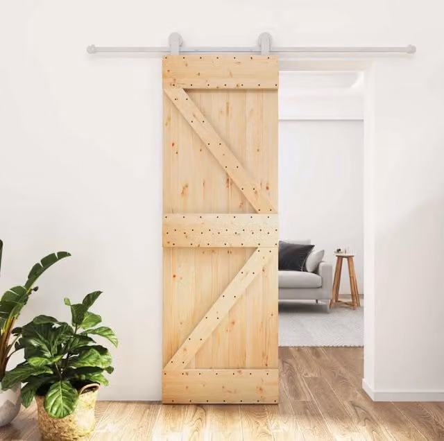 Porta scorrevole moderna vidaXL in legno e acciaio, Bianco e Marrone, L: 70 cm, H: 210 cm