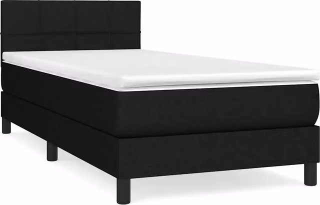 Letto singolo | Letto per adulti | Giroletto a Molle con Materasso Nero 90x200 cm in Tessuto