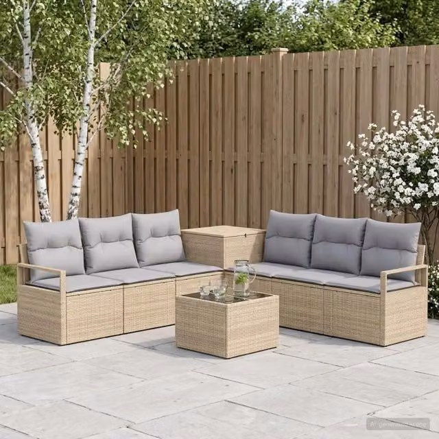 Set di divani 8 pz Beige e Grigio Chiaro 55 x 55 x 37 cm 3448177