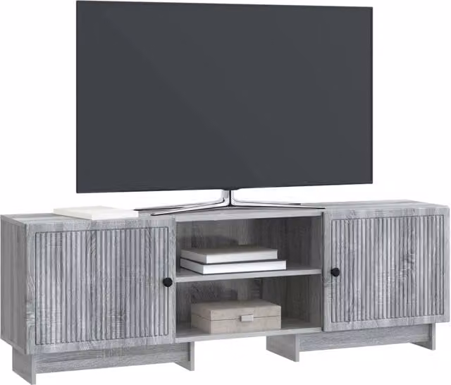 Mobile TV moderno in legno ingegnerizzato grigio con vani porta media L 150 cm x P 31 cm x H 50 cm – 1