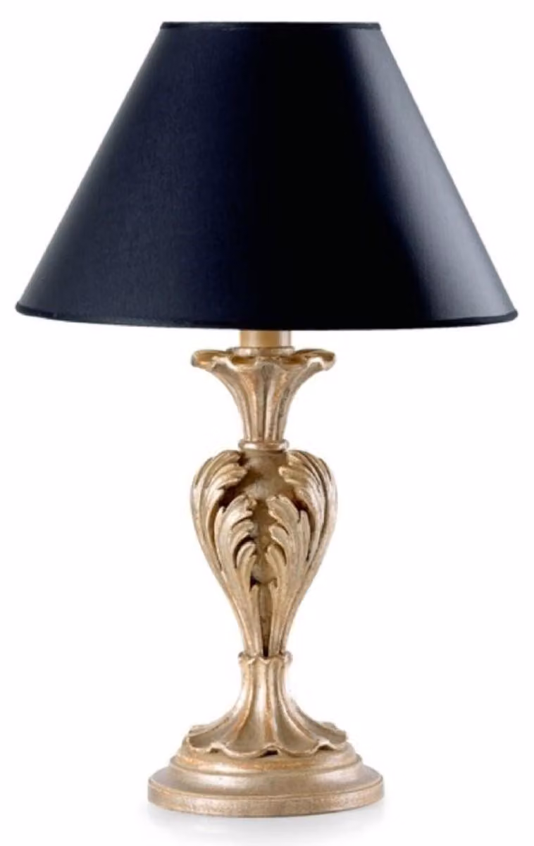 Casa Padrino lampada da tavolo barocca argento antico / nero Ø 20 x H. 47.5 cm - Magnifica lampada da tavolo in stile barocco con paralume - Qualità lussuosa -  Italy