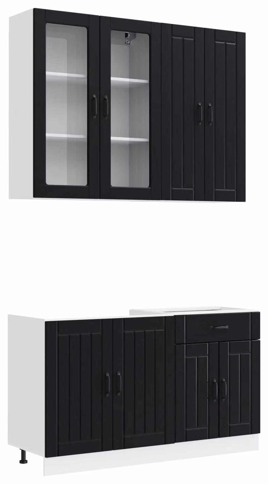 Set da cucina LUCCA, 4 pezzi, in legno composito nero