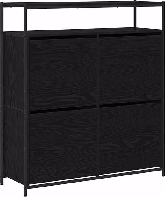 Scarpiera | Mobile per scarpe con lo scaffale Rovere Nero 100 x 34 x 112 cm