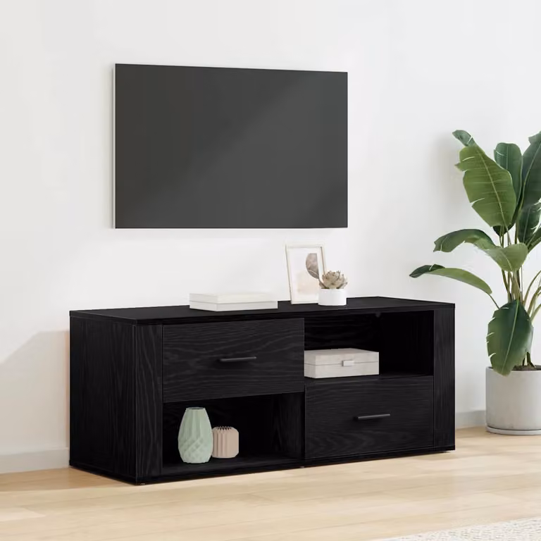 Mobile TV vidaXL in legno ingegnerizzato nero stile rustico L 100 cm x P 35 cm x H 40 cm