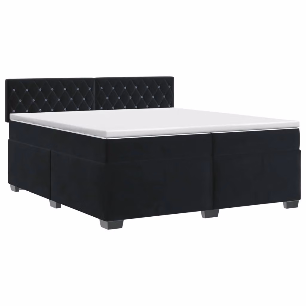 Letto box spring con materasso vidaXL in velluto nero L/P/H: 200 x 200 x 46 cm – 2