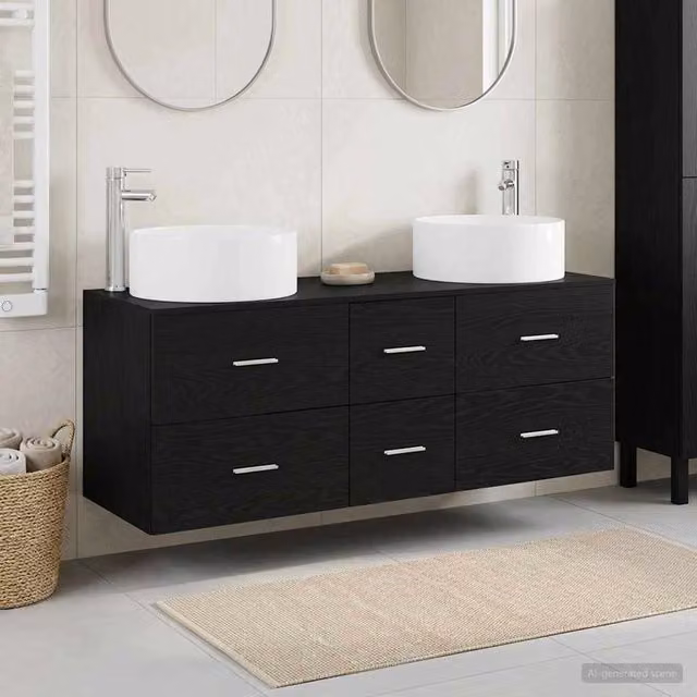 Set di mobili per il bagno 3 pz Nero 49,5 x 44,5 x 65,5 cm 3405956