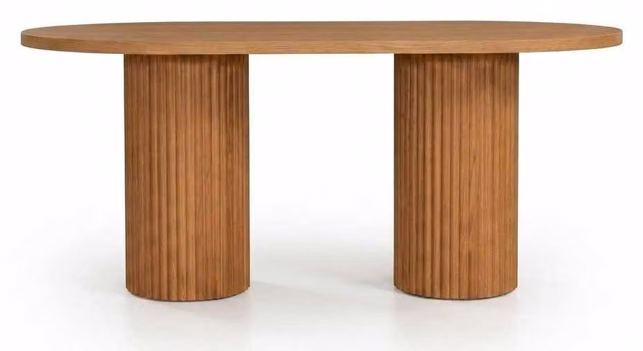 Tavolo da pranzo in legno marrone, design moderno e lussuoso, forma ovale, ideale per la cucina o il soggiorno