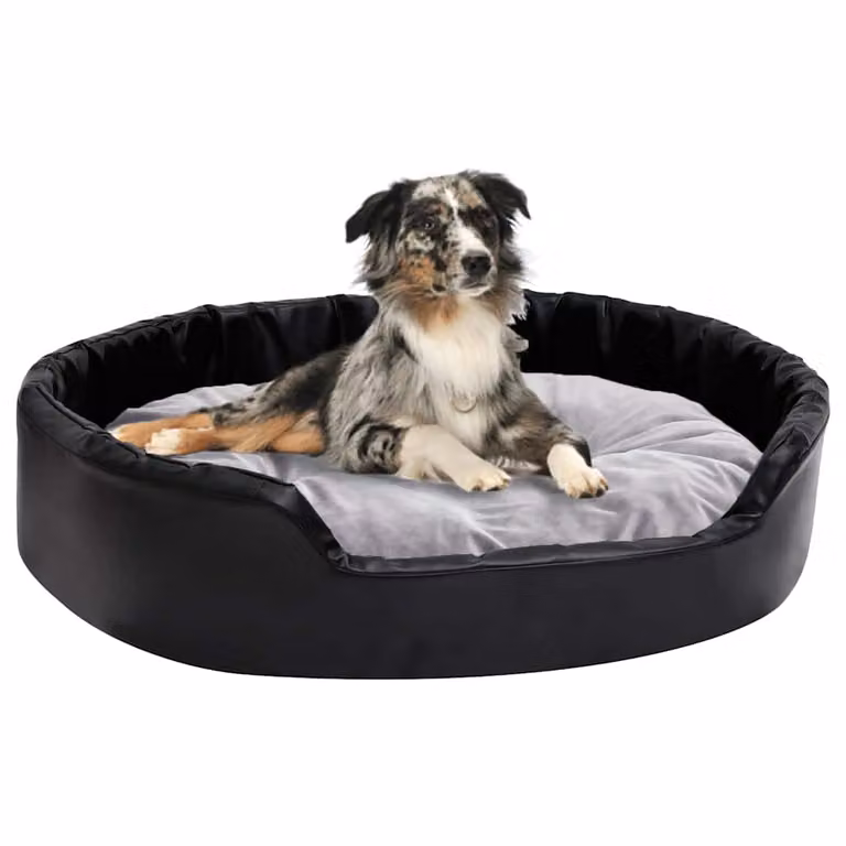 vidaXL Lettino per Cani Moderno in Similpelle e Tessuto, Nero e Grigio, L 90 x P 79 x H 20 cm