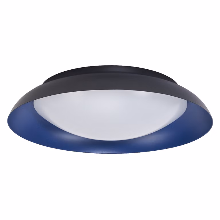LEDVANCE Orbis Plate Plafoniera a LED, nero-blu, 35W, 1700lm, 3000K, 430mm, 830 friendly warm white, dimmerabile in 3 fasi tramite kicking, protezione IP20, viti e tasselli di montaggio inclusi
