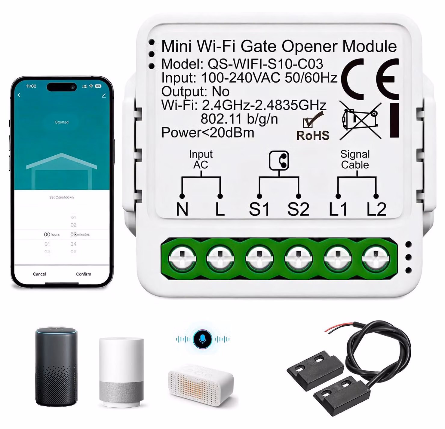 Garagedeuropener Slimme Wifi - Modello compatto - Per il controllo tramite sistema domotico