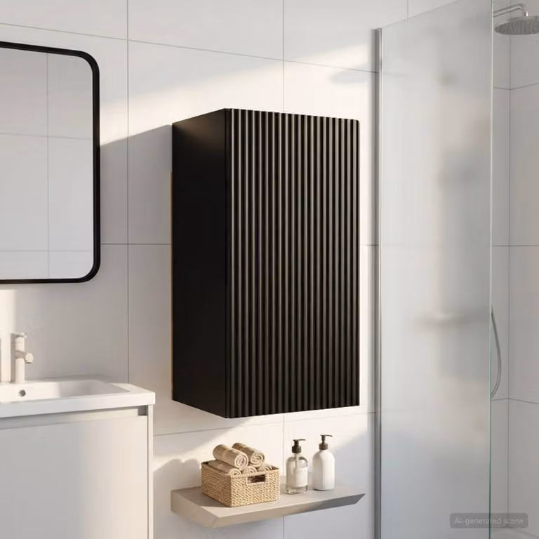 Armadio da bagno a muro vidaXL ARNHEM nero con ante a battente e ripiani interni L: 30 cm, P: 31 cm, H: 59 cm