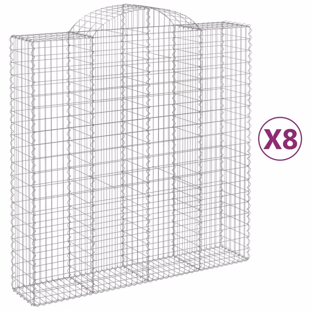 Cesti Gabbioni ad Arco 8 pz 200x50x200/220 cm Ferro Zincato