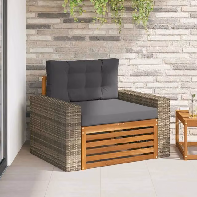 Divano centrale da esterno vidaXL in legno di acacia con cuscini inclusi, colore beige, antracite o grigio – 1