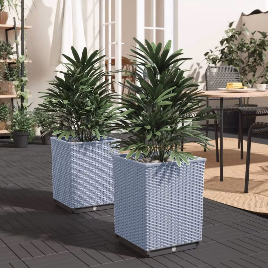 Set di 2 fioriere vidaXL in polipropilene grigio chiaro, L 30 cm x P 30 cm x H 37 cm