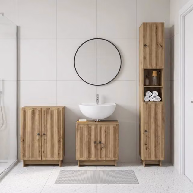 Set di armadietti da bagno in 3 pezzi EDE Rovere Artigianale 3417422
