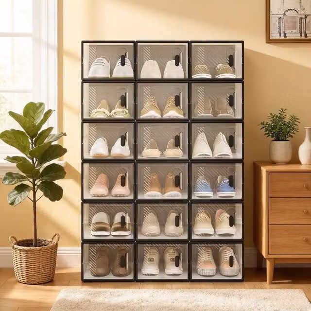 Armadio impilabile modulare con 18 scatole di stoccaggio incluse, per scarpe, libri e giocattoli