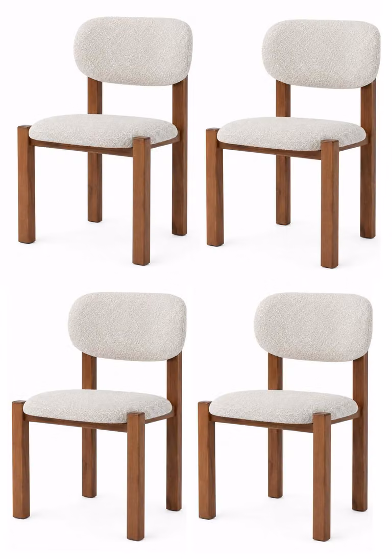 4 sedie moderne, color marrone e bianco, ergonomiche, compatte, eleganti, stabili e confortevoli