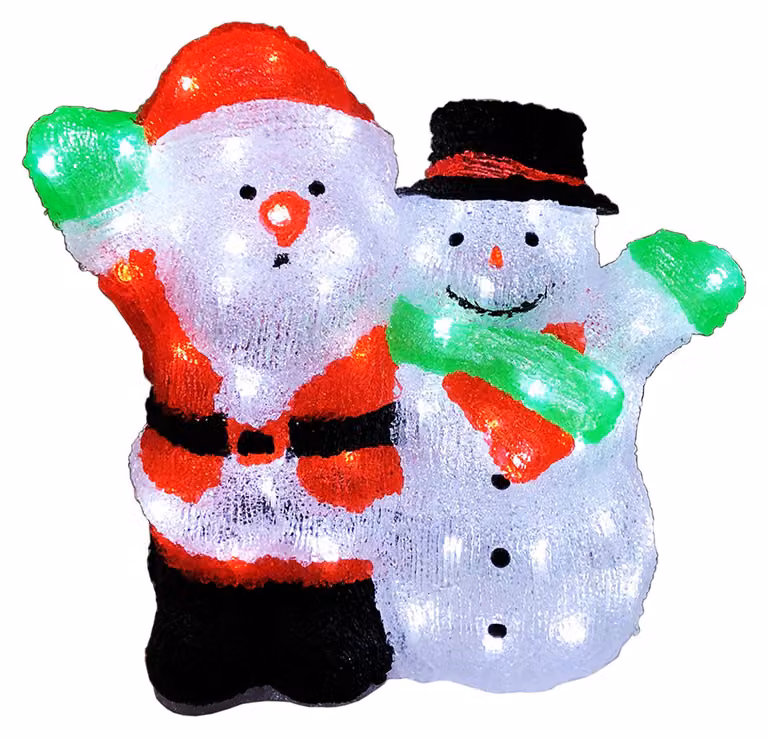 Babbo Natale in acrilico + pupazzo di neve 90 LED bianco freddo illuminazione esterna