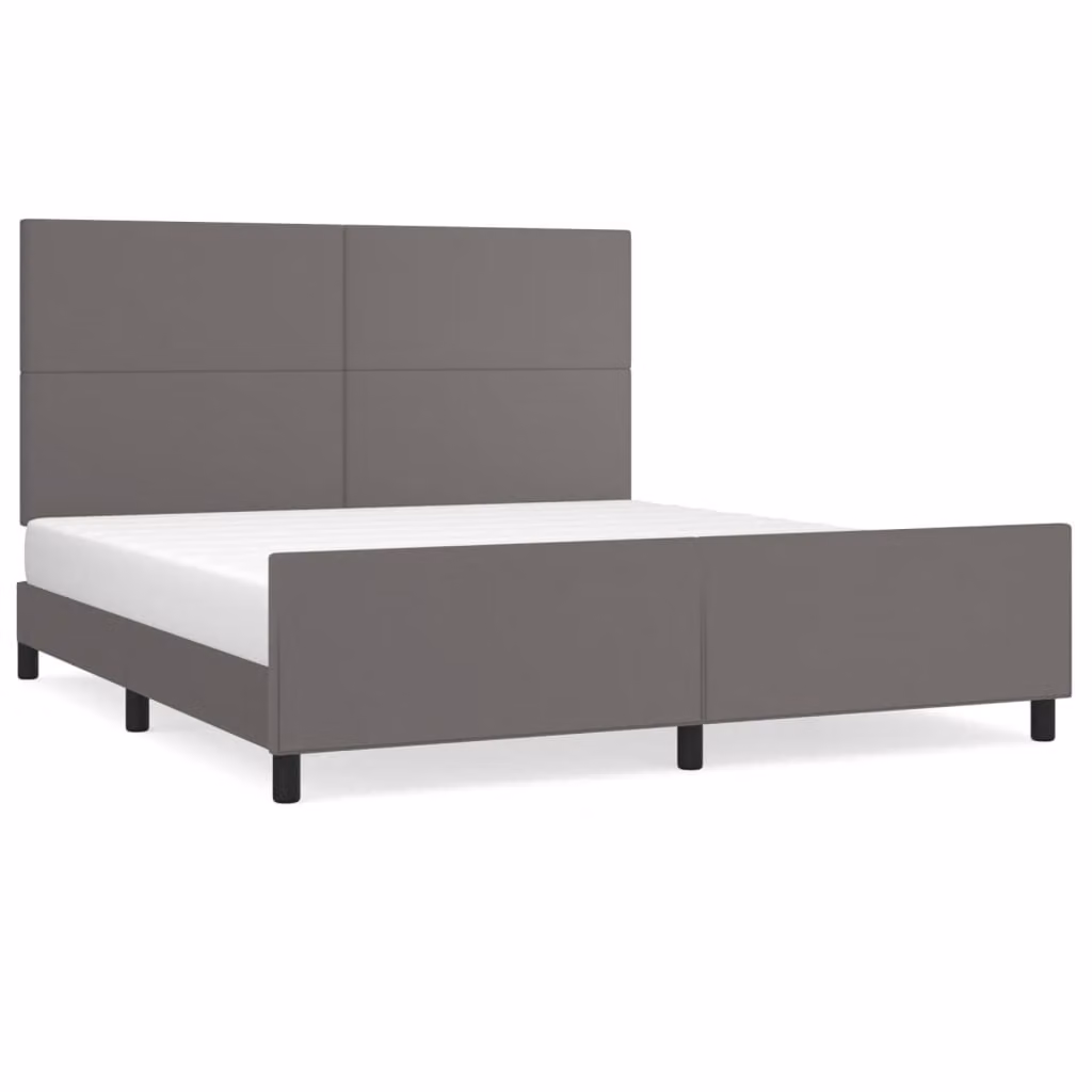 Giroletto con Testiera Grigio 180x200 cm in Pelle finta