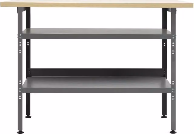 Banco da lavoro regolabile in acciaio e legno grigio vidaXL L/P/H: 120 x 60 x 85 cm