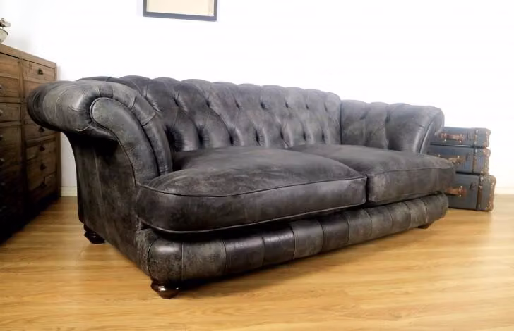 Big XXL Chesterfield Couch Tiefe Sitzflächen Polster Sofa Leder luxus Sofas