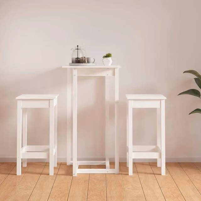 Set da giardino vidaXL in legno di pino bianco stile rustico composto da 3 pezzi – 1