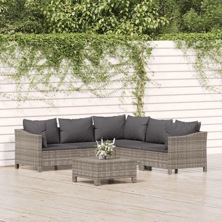Maison Exclusive - Set Divani da Giardino 6 pz con Cuscini in Polyrattan Grigio