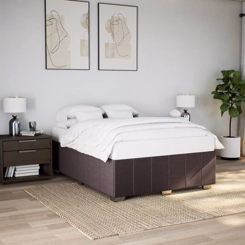 Giroletto senza materasso vidaXL in legno e tessuto marrone scuro L 140 cm x P 200 cm – 1