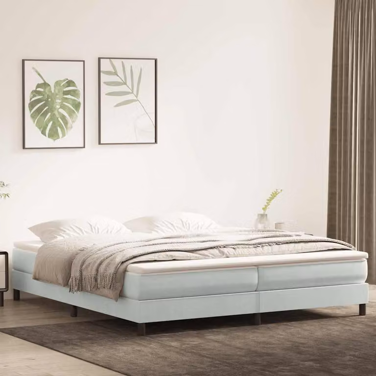 Letto a molle vidaXL in velluto grigio chiaro senza materasso L: 203 cm, P: 213 cm