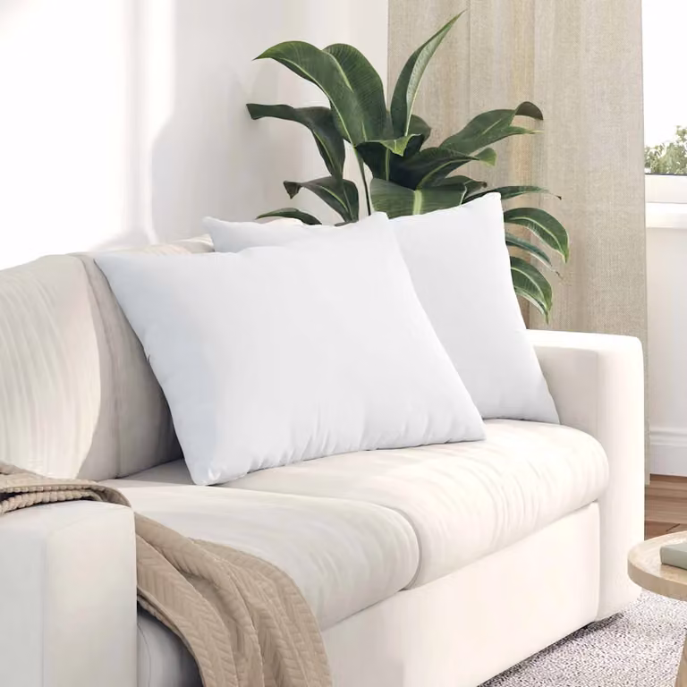Set di 2 cuscini da divano vidaXL in tessuto bianco con fodera rimovibile, L 70 cm x P 50 cm
