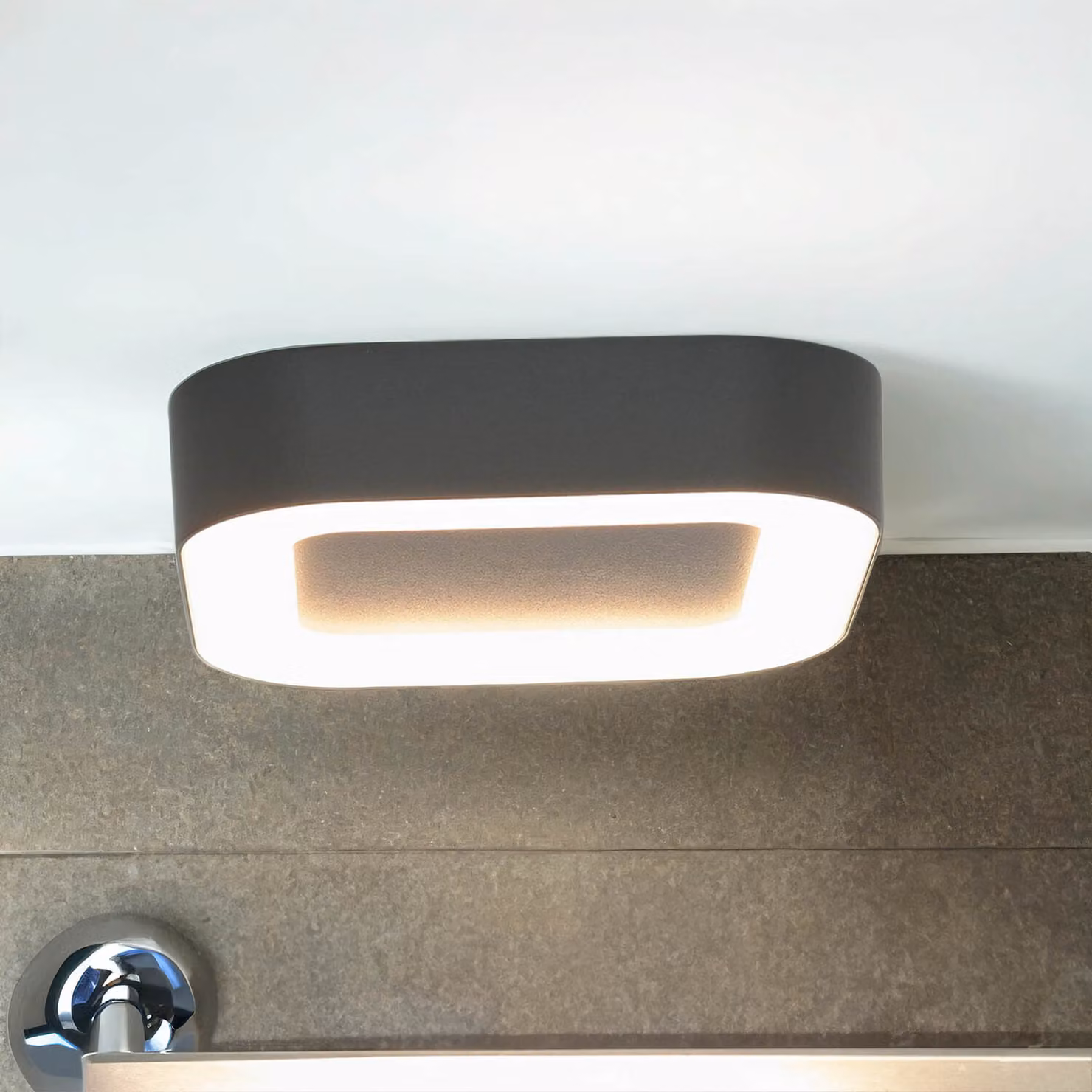 Plafoniera LED da esterno grigio scuro alluminio plastica angolare 3000K 538lm plafoniera illuminazione esterna casa
