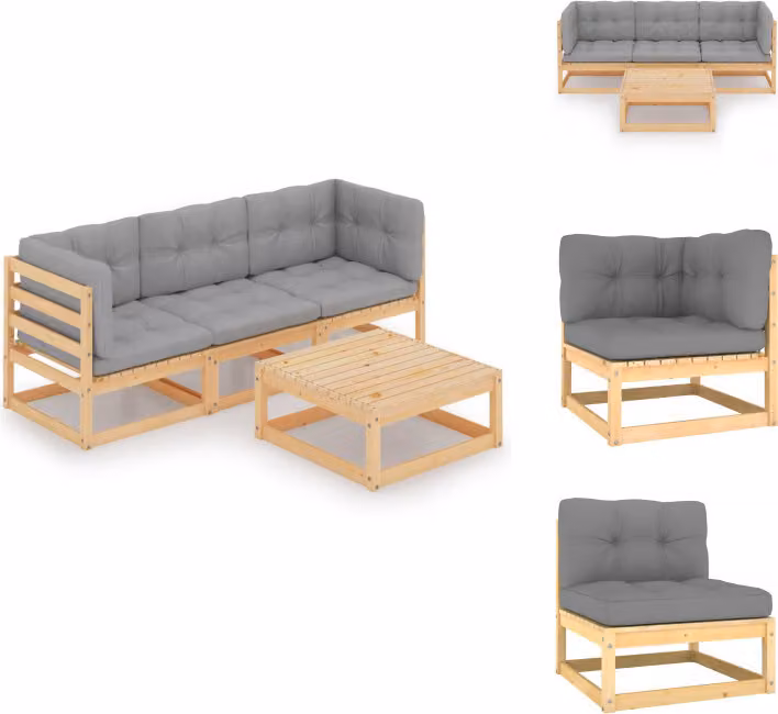 vidaXL Set da salotto da giardino 4 pezzi con cuscini in pino massiccio - Set di mobili da giardino