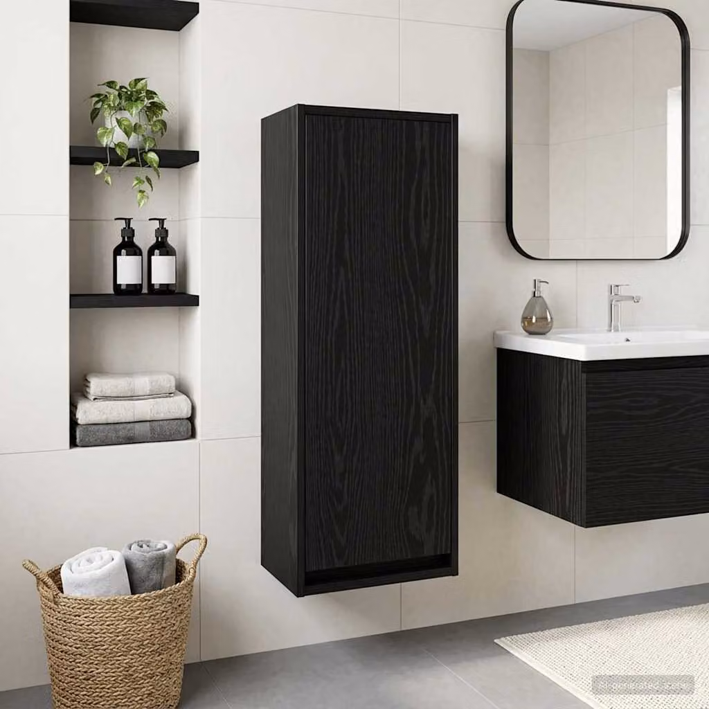 Mobile lavabo da parete vidaXL moderno in legno nero opaco L/P/H: 35 x 20 x 81 cm