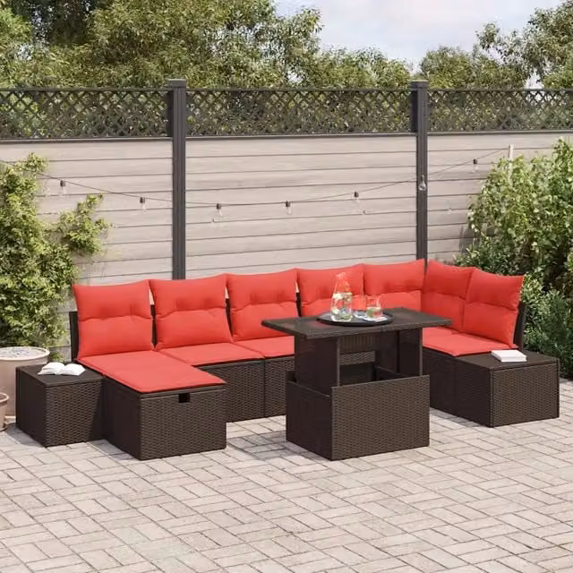 Set Divano da Giardino 8 pz Marrone polyrattan 3361223