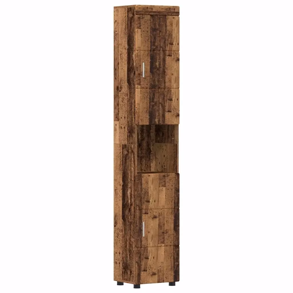 Set di armadi da bagno TULUM vidaXL in legno vecchio marrone L/P/H: 37 x 31,5 x 203 cm – 2