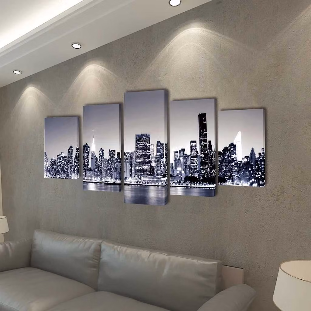 vidaXL Set Stampa su Tela da Muro New York Monocromatico 200x100 cm