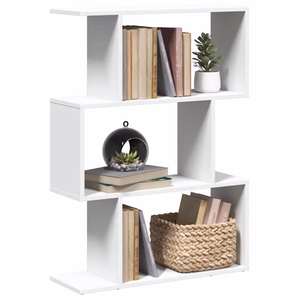 vidaXL Libreria divisoria a 3 ripiani bianca in legno MDF, L 70 cm x P 24 cm x H 97 cm
