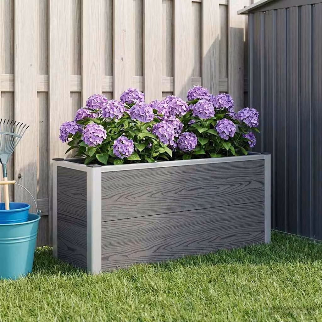 Letto rialzato da giardino vidaXL in WPC e alluminio, Grigio, L: 100 cm, P: 30 cm, H: 42 cm