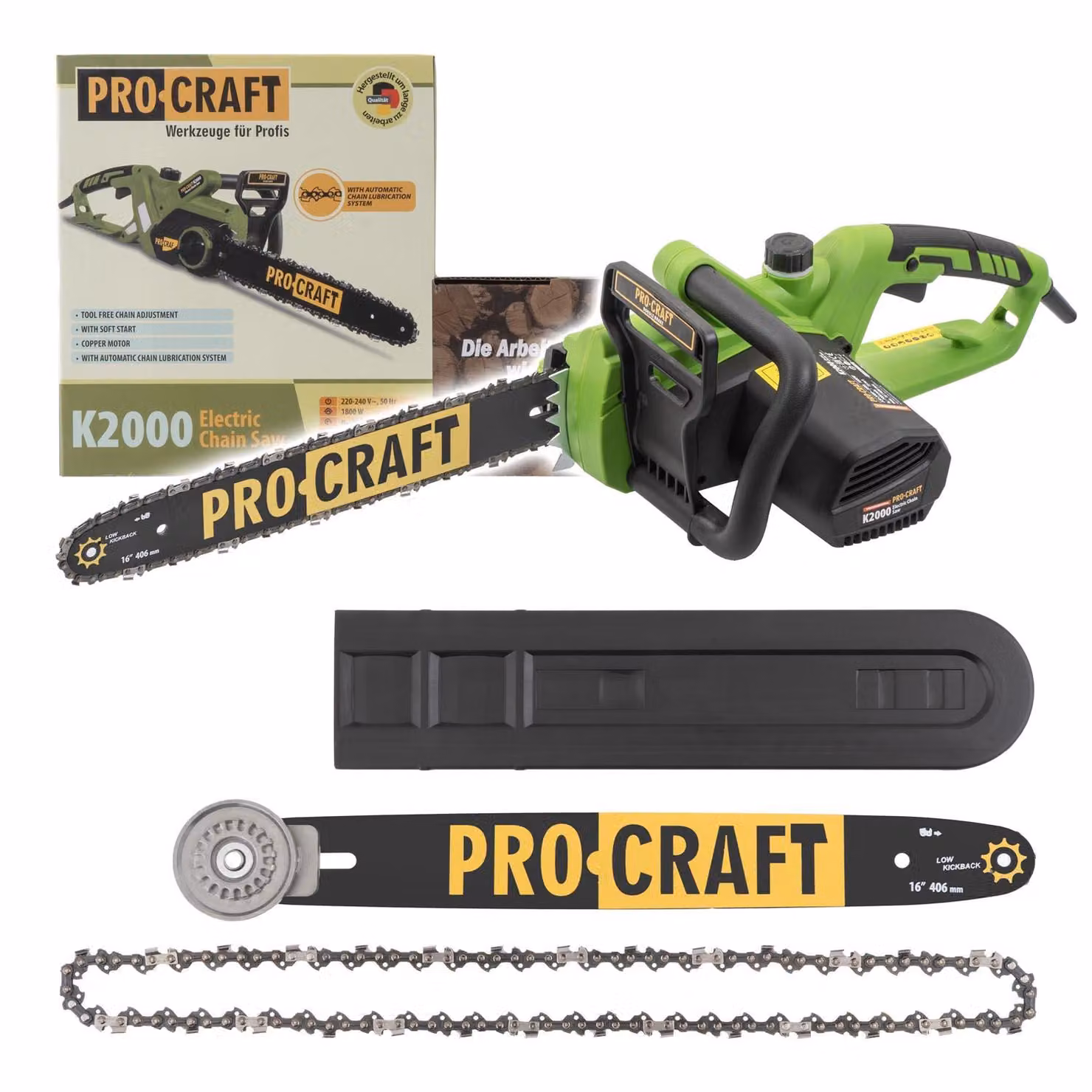 Motosega Procraft K2000 1800 Watt Lunghezza di taglio 406 mm