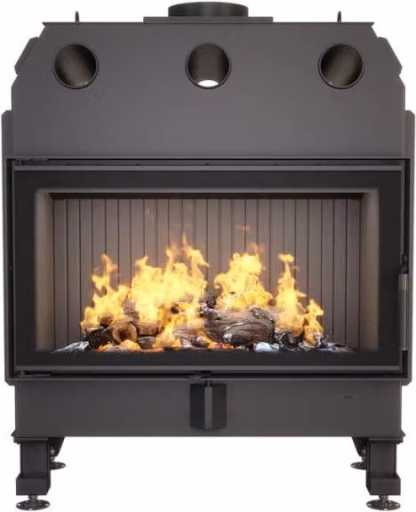 Inserto per camino a legna Outinfire Energy Nero, potenza 19,0 kW, L: 90 cm, P: 50 cm, H: 118 cm