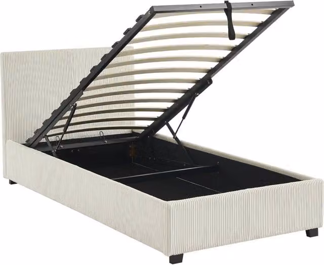 Letto Sweeek con rete a sollevamento e testata pieghevole in velluto a coste, L/P: 90 x 190 cm
