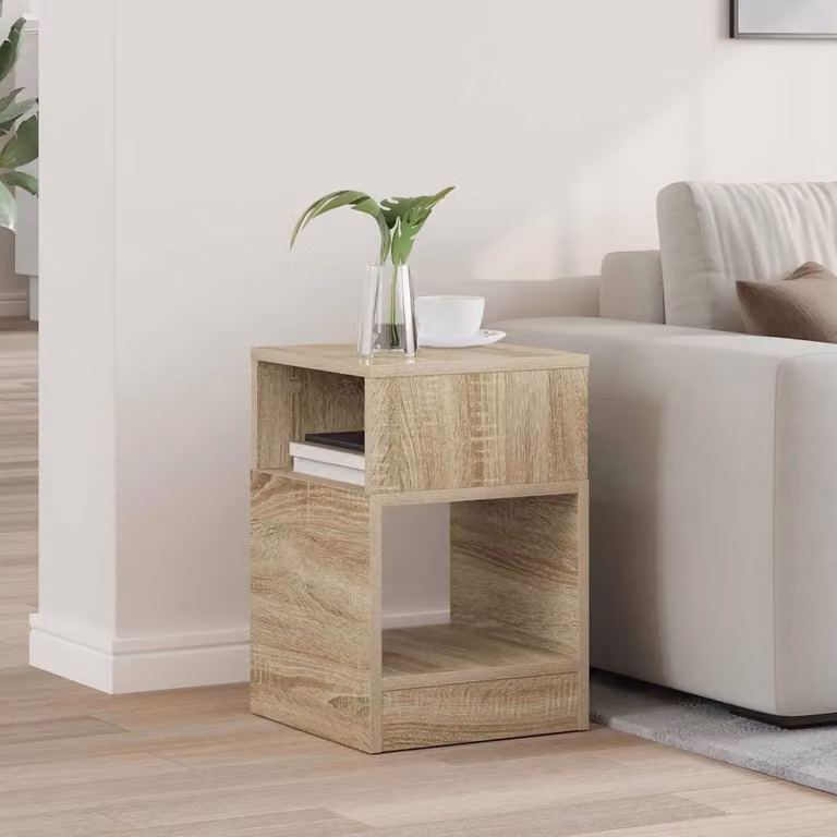 Tavolino moderno vidaXL in legno Rovere Sonoma, colore beige e marrone, L/P/H: 30,5 x 30 x 45 cm