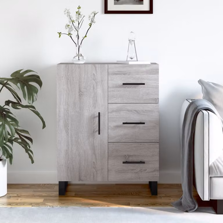 Credenza vidaXL in Legno Multistrato Grigio Sonoma, L: 69,5 cm, P: 34 cm, H: 90 cm