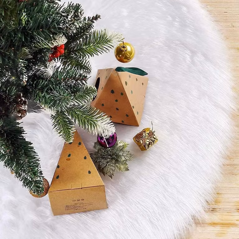Copertura per albero di Natale, colore bianco, 78 cm, in peluche sintetico, per decorare l'albero