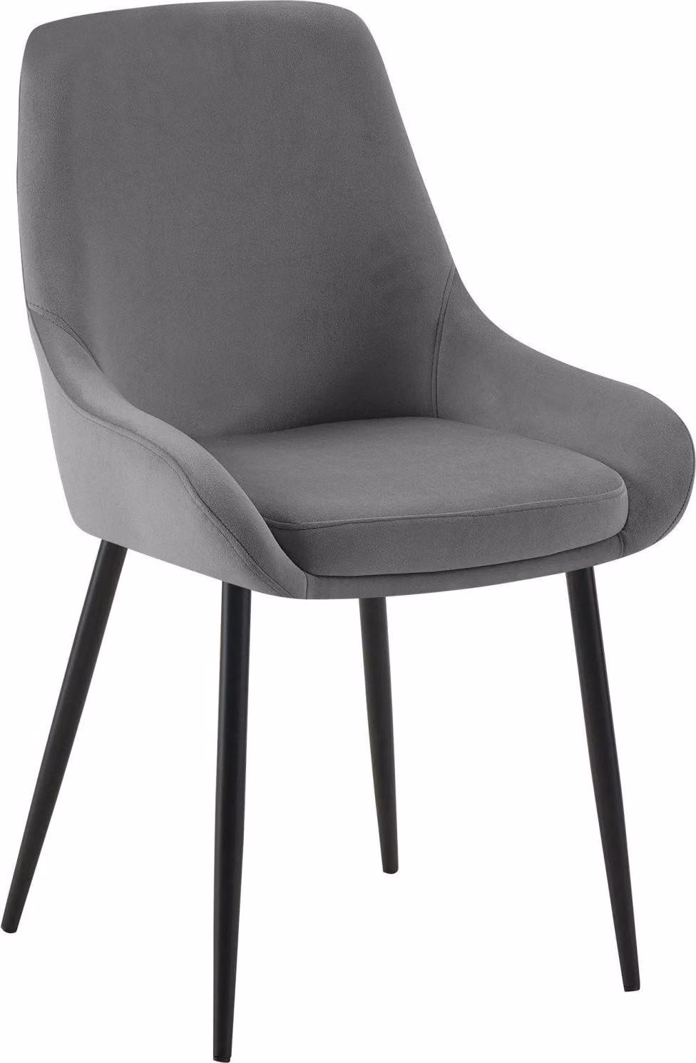 Sedia da pranzo, sedia da sala da pranzo, ampio comfort, struttura in metallo - rivestimento in velluto | colore: grigio scuro. Materiale del telaio: metallo nero opaco